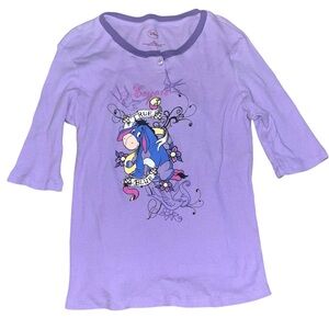 Vintage y2k early 2000s Disney Eeyore waffle knit Henley
